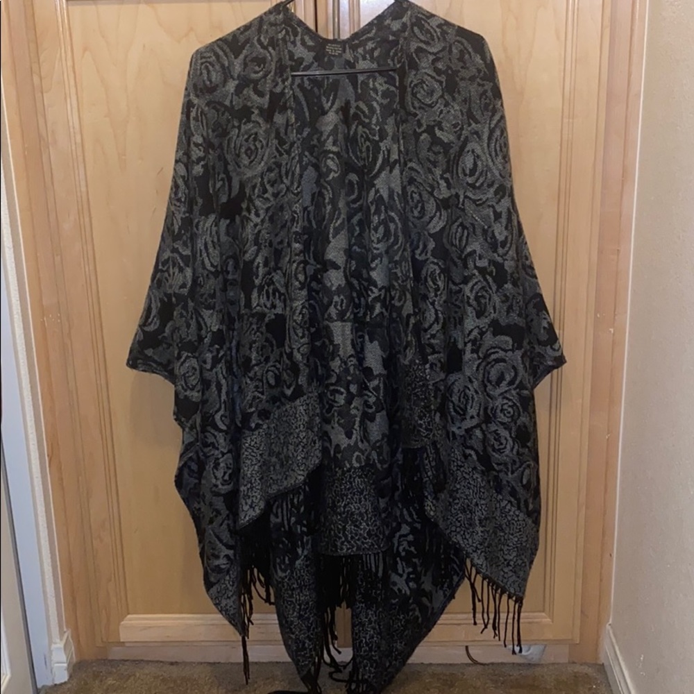 Gray and Black Poncho
